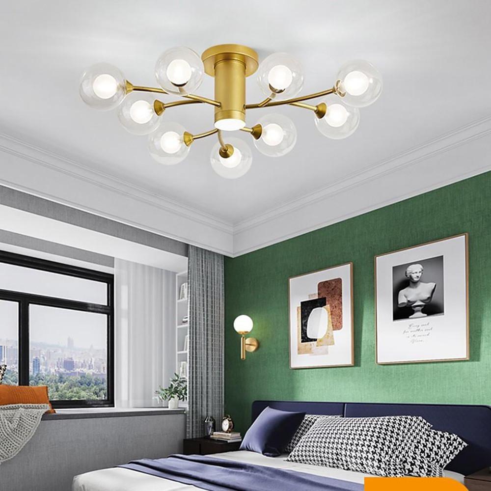 Modern Globe Glass Flush Mount Ceiling Light with LED Bulbs