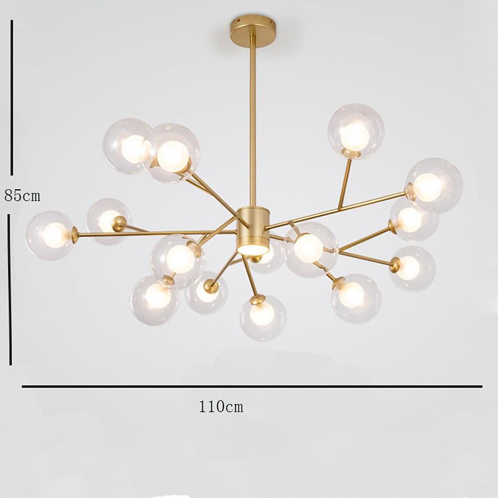 9-Light Modern Glass Chandelier with Gold Metal Frame