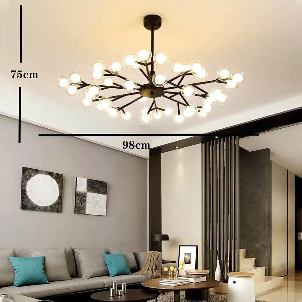 Modern 45-Light Glass Cluster Chandelier - Black & Gold Finish