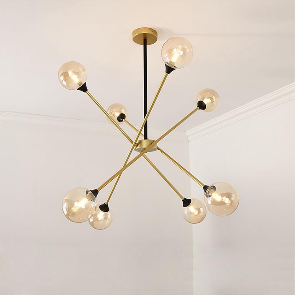 Modern Glass Sputnik Chandelier with Metal Frame