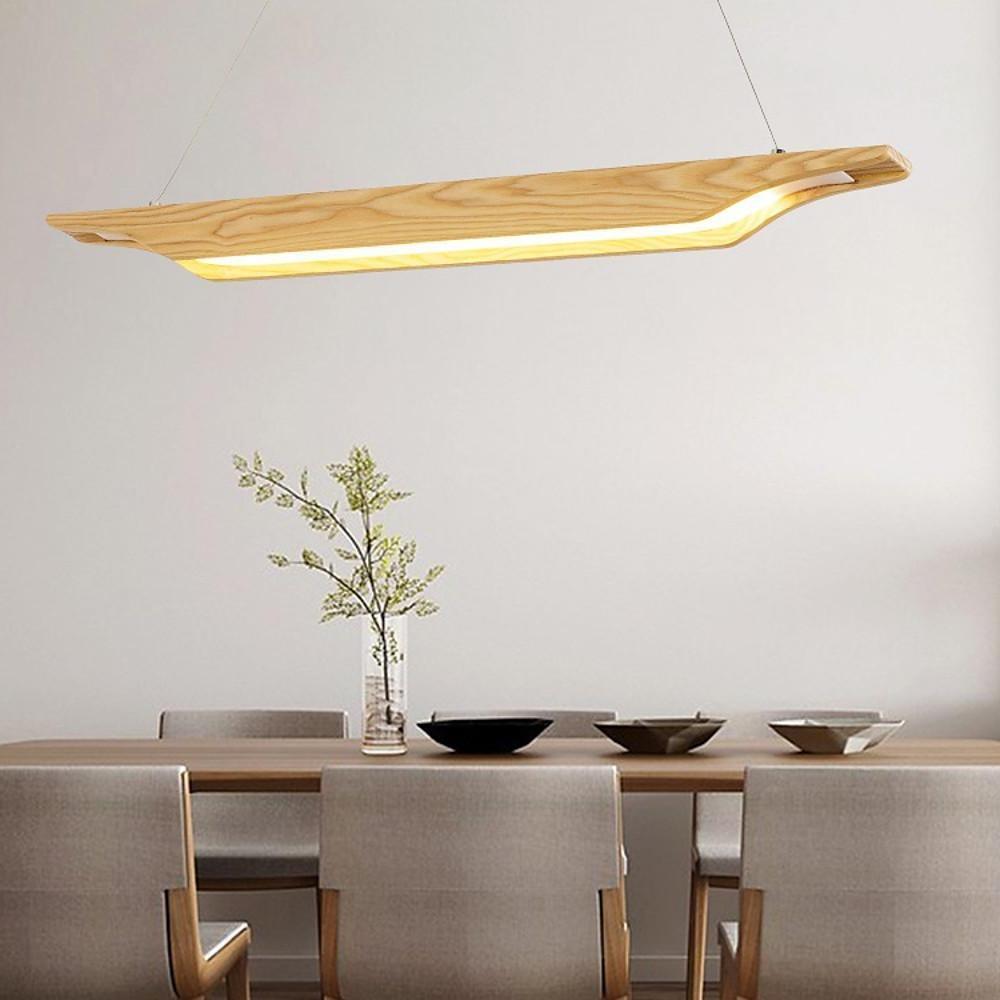 Modern Rustic Wood LED Pendant Light with Adjustable Cord