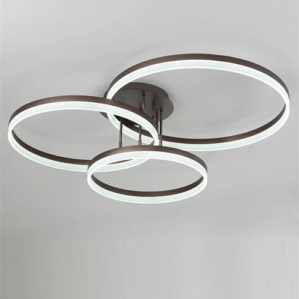 Modern Three-Ring LED Flush Mount Ceiling Light - Metal & Acrylic