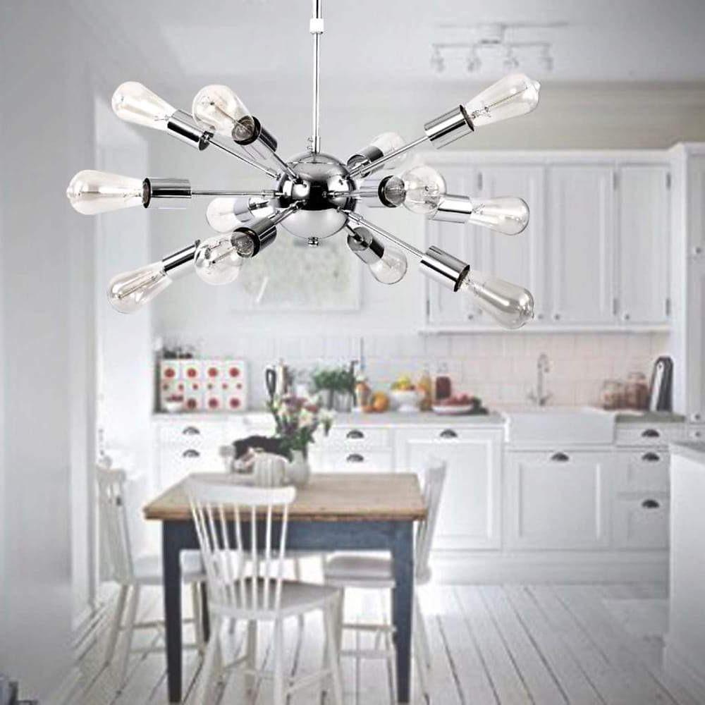 Modern Sputnik Chandelier with 12 Lights - Metal Dining Room Fixture