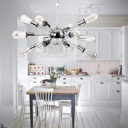 Modern Sputnik Chandelier with 12 Lights - Metal Dining Room Fixture