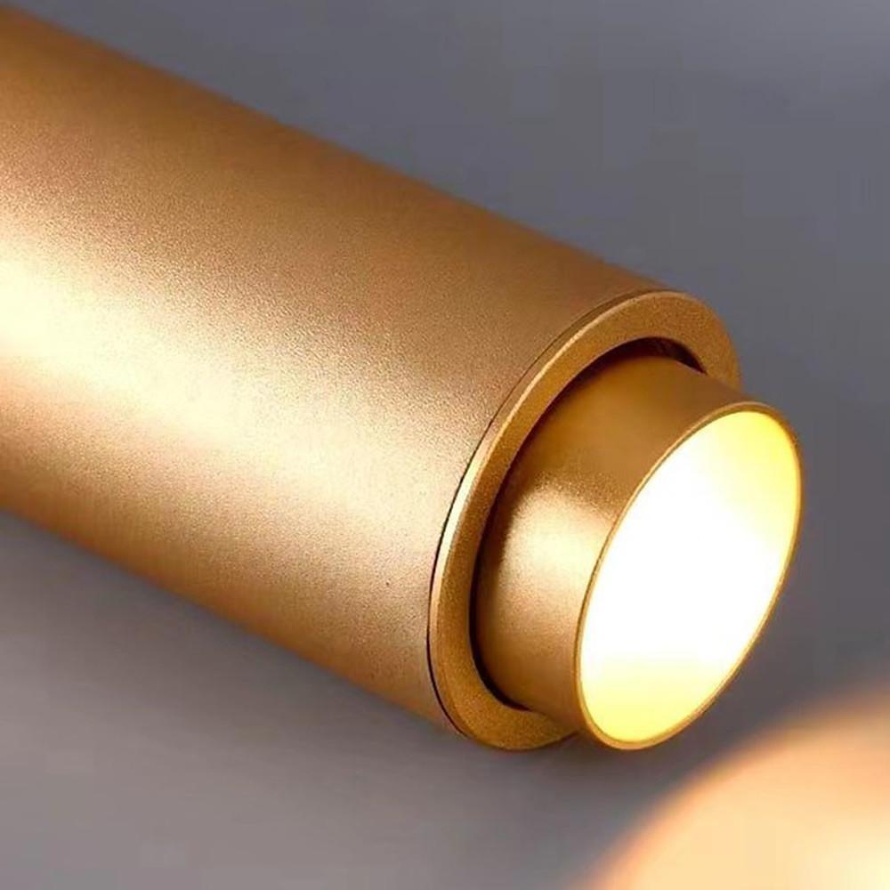 Gold Metal Cylindrical LED Pendant Light Modern Island Lighting