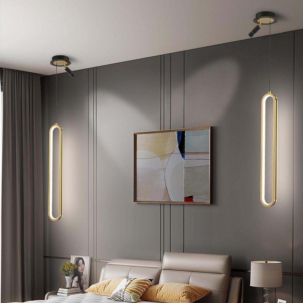 Modern Elongated Pendant Light with Metal Frame & Acrylic Shade