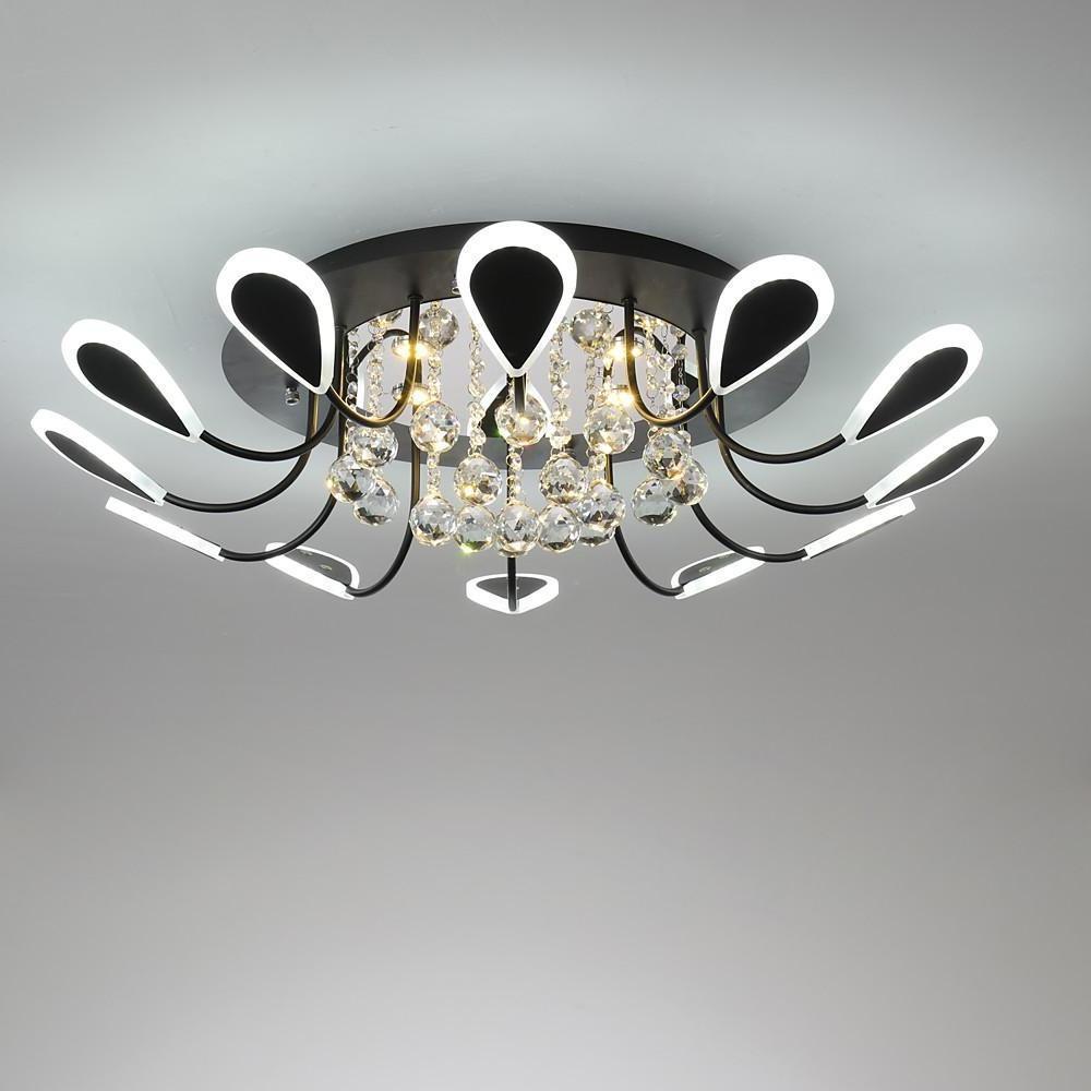 Flower Shaped Dimmable LED Crystal Flush Mount Ceiling Light