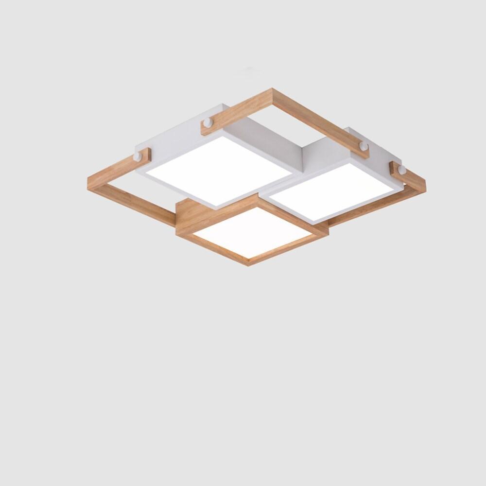Scandinavian Wood Frame LED Flush Mount Ceiling Light