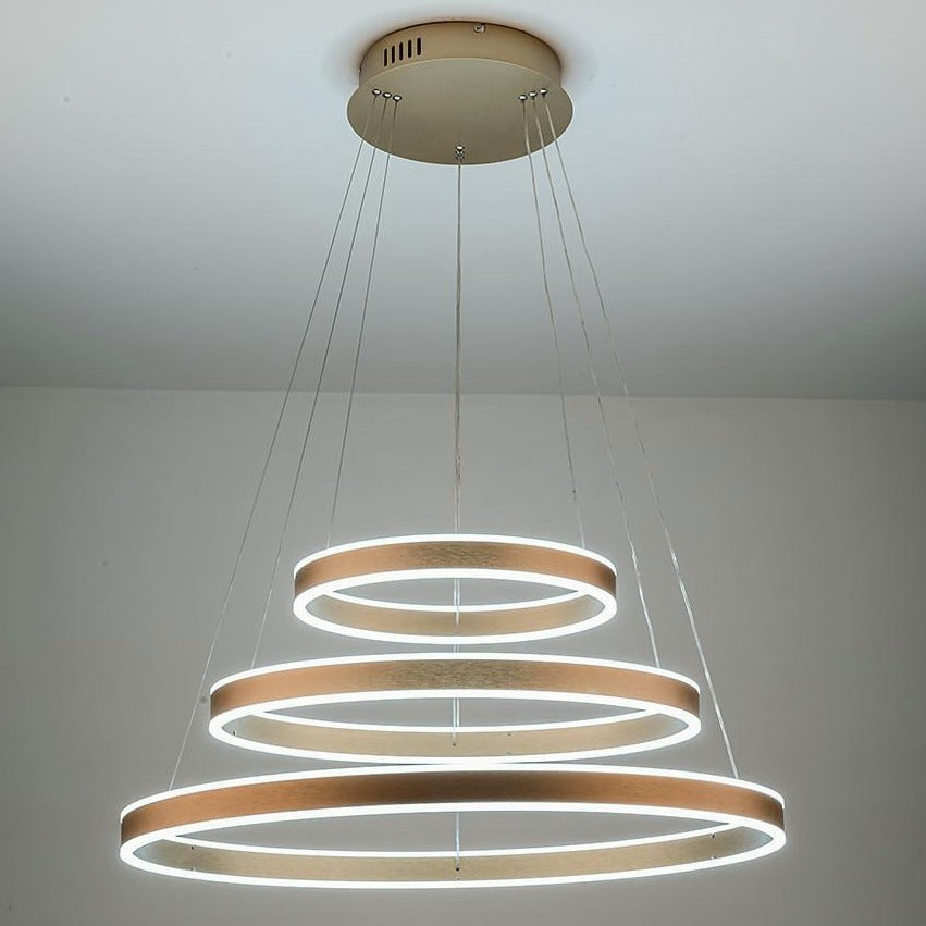 Modern Three-Ring LED Chandelier – Aluminum & Acrylic Pendant Light