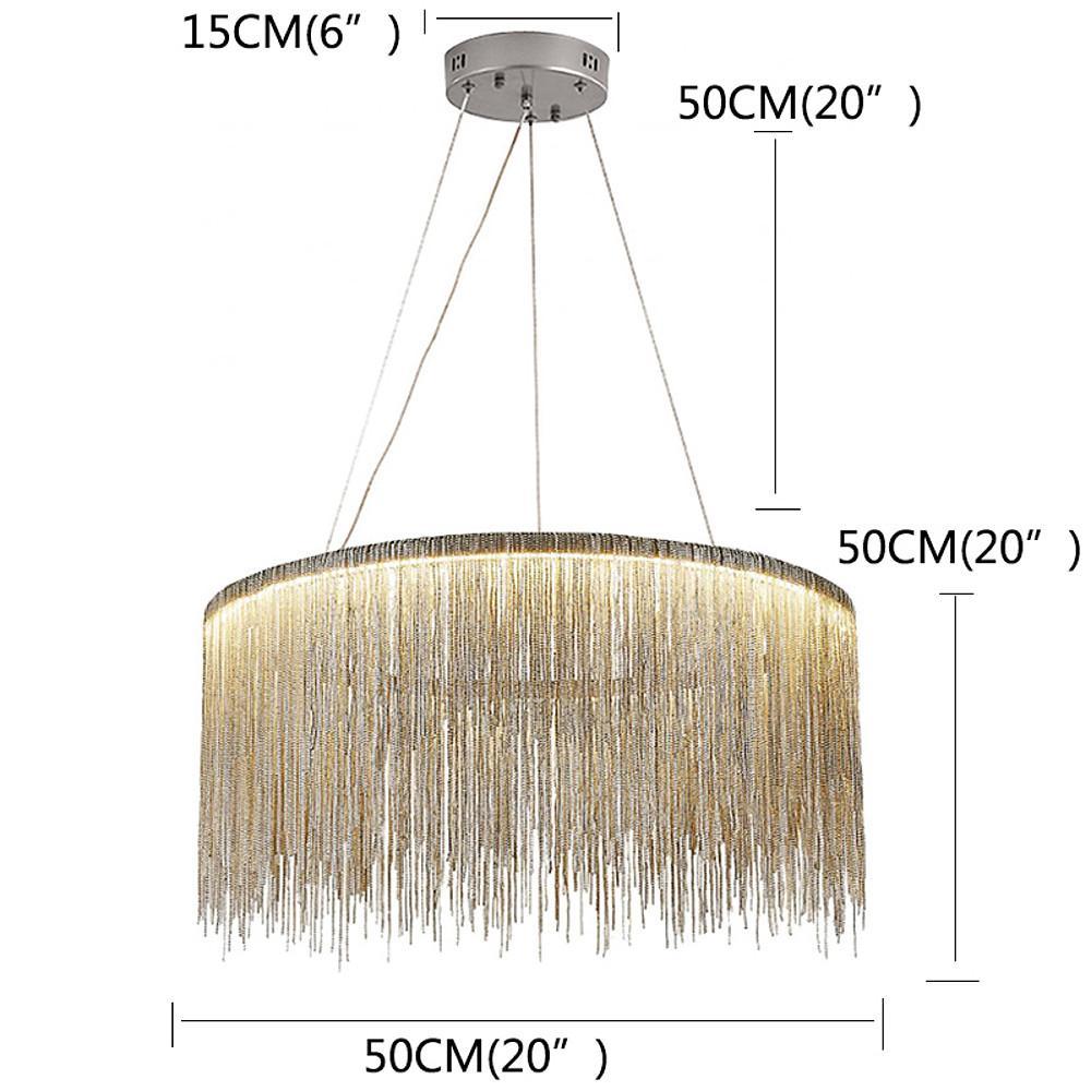 Modern Drum Chandelier with Metal Fringe Shade - LED Pendant Light