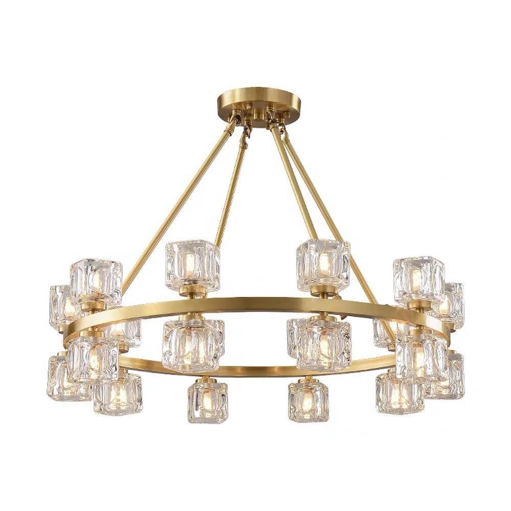 Crystal Spotlight Chandelier with Gold Brass Finish & LED Lights