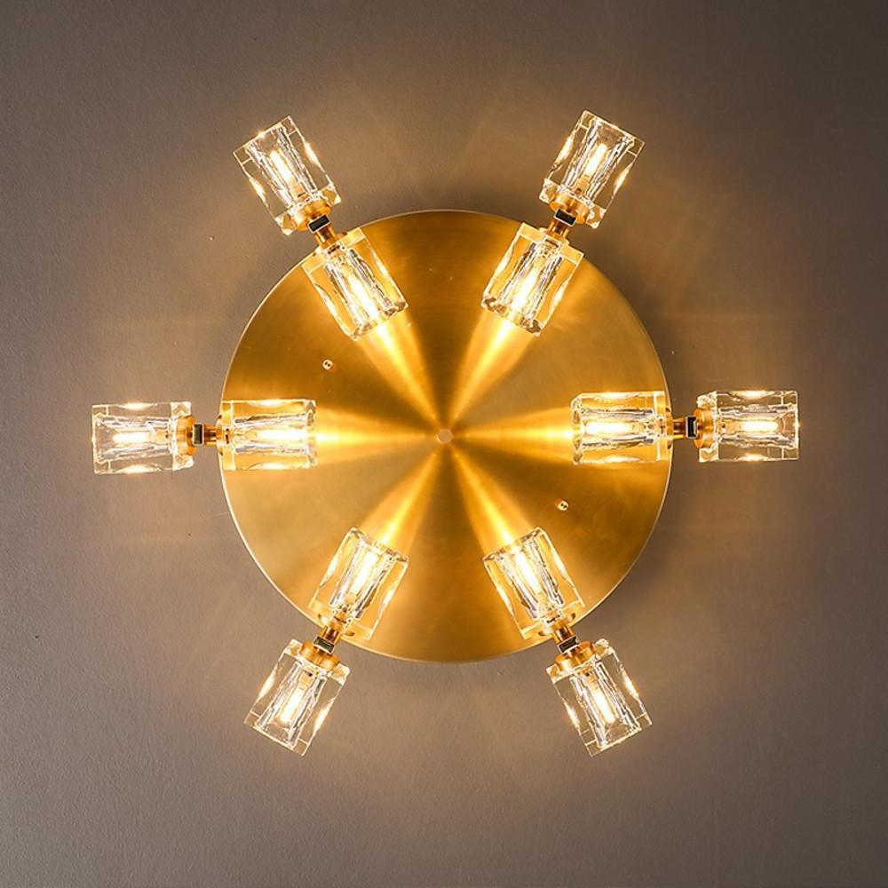 6-Light Crystal Brass Flush Mount LED Ceiling Light | Nordic Design
