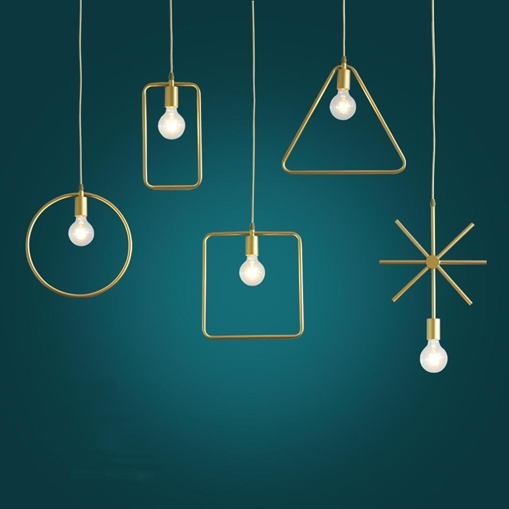 Black & Gold Geometric Pendant Light – Modern Metal Ceiling Lamp