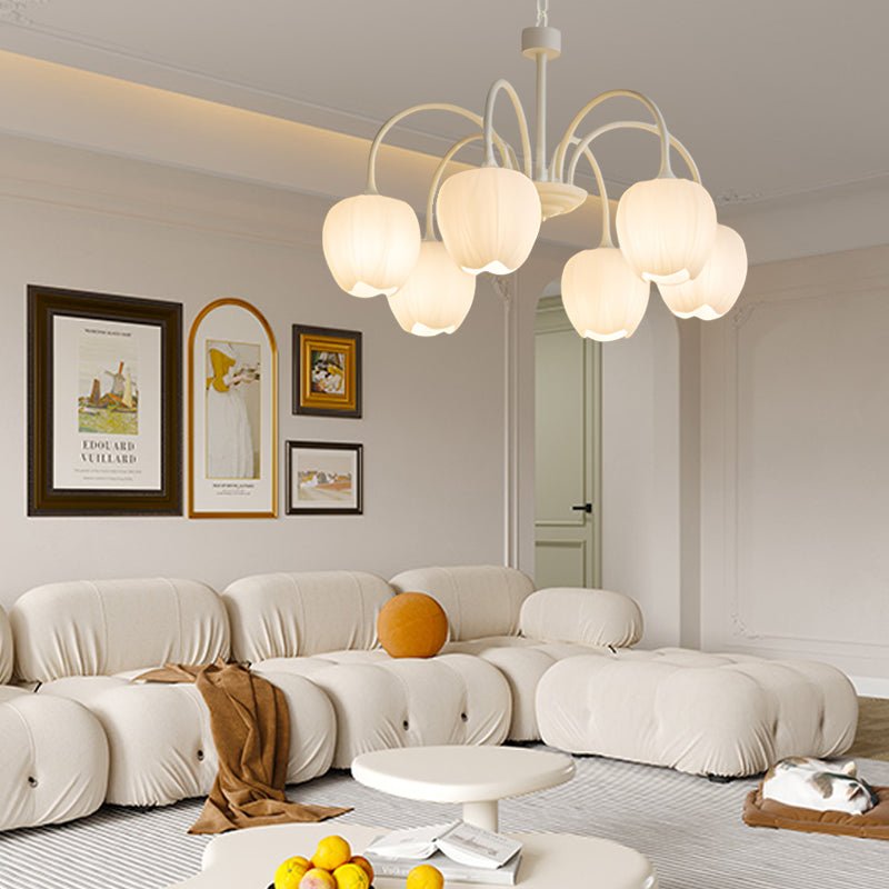 Tulip Glass Chandelier | Three-Step Dimming LED | Modern Floral