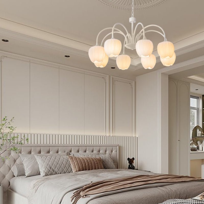Tulip Glass Chandelier | Three-Step Dimming LED | Modern Floral