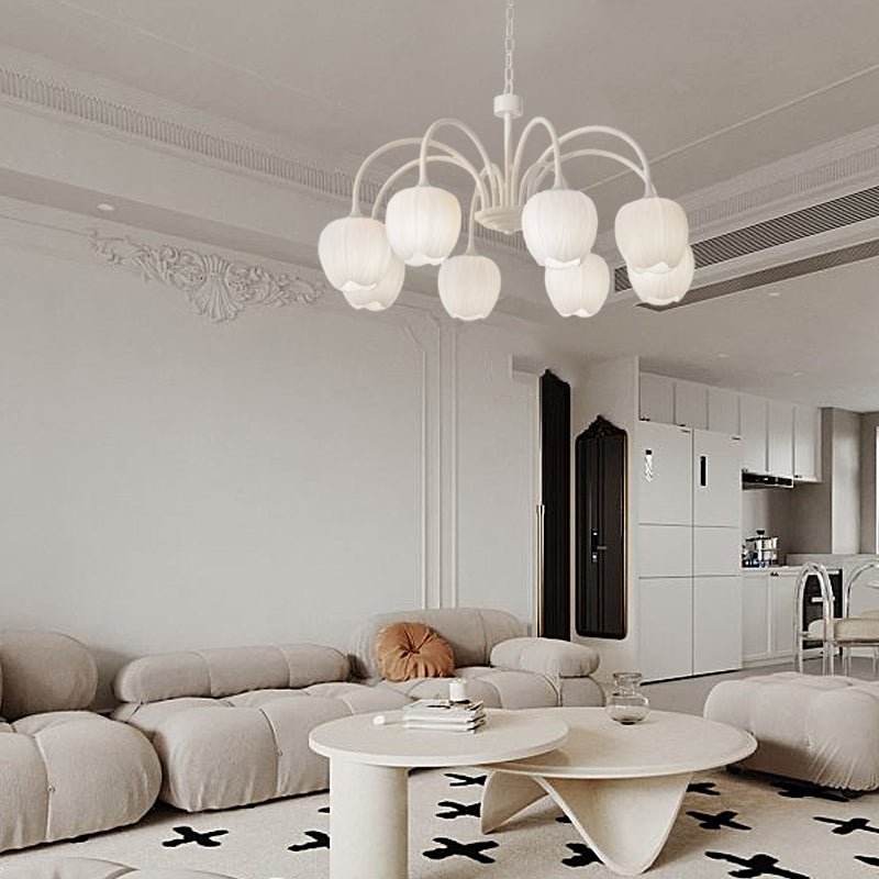 Tulip Glass Chandelier | Three-Step Dimming LED | Modern Floral