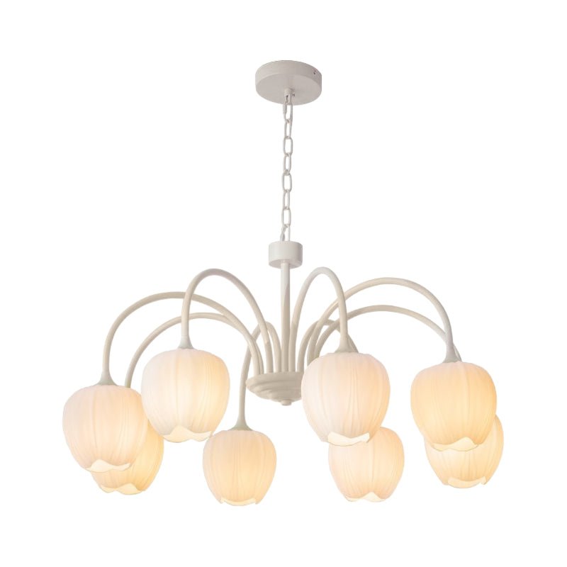 Tulip Glass Chandelier | Three-Step Dimming LED | Modern Floral