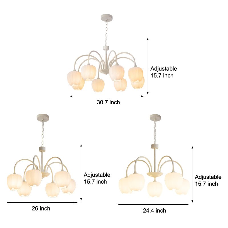 Tulip Glass Chandelier | Three-Step Dimming LED | Modern Floral