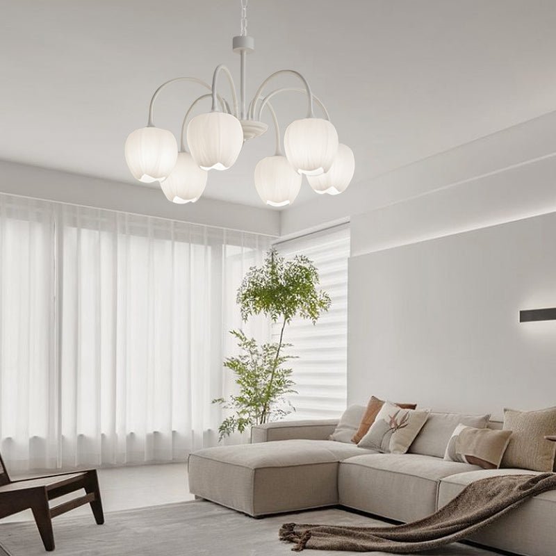 Tulip Glass Chandelier | Three-Step Dimming LED | Modern Floral