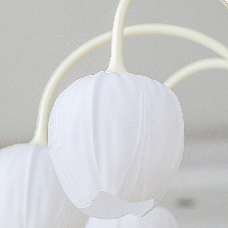 Tulip Glass Chandelier | Three-Step Dimming LED | Modern Floral