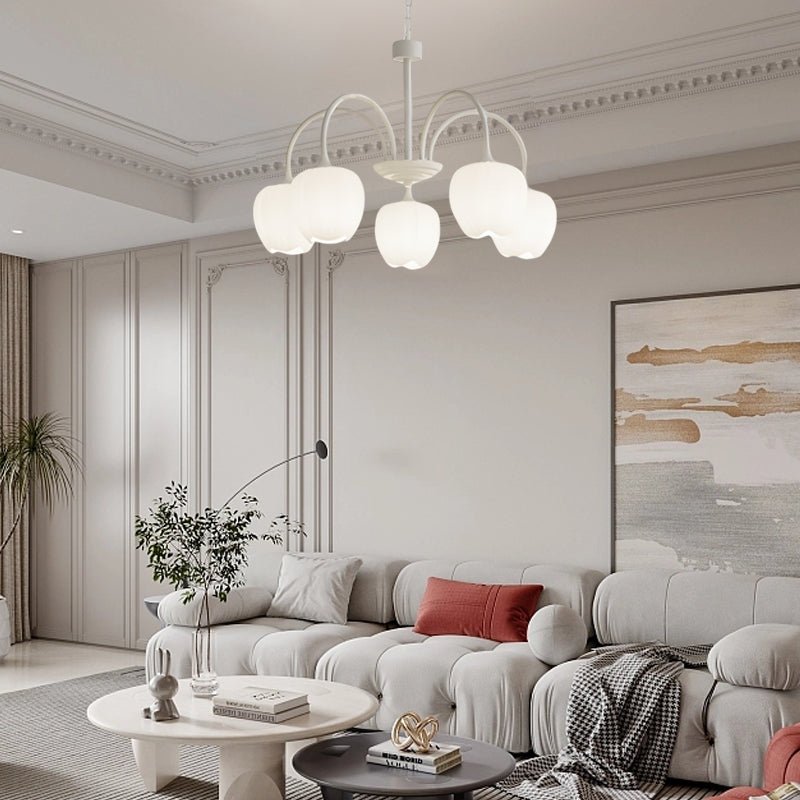 Tulip Glass Chandelier | Three-Step Dimming LED | Modern Floral