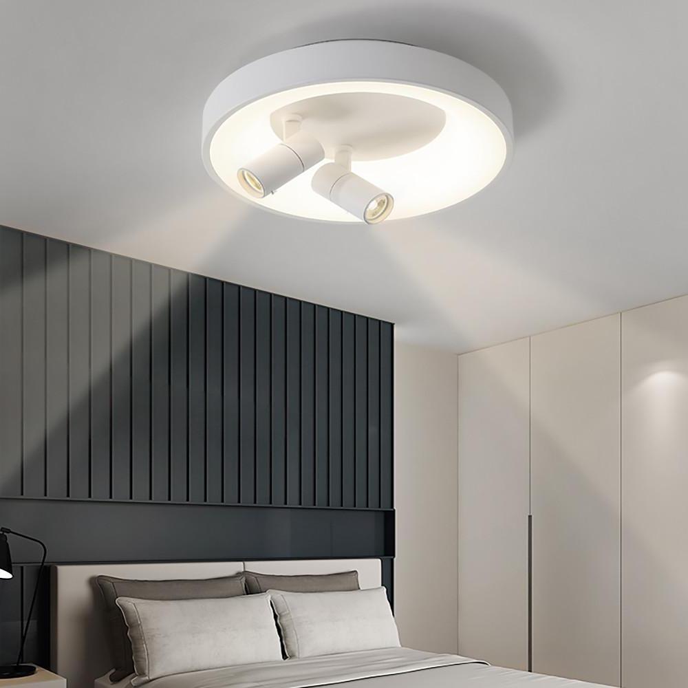 Modern LED Circle Flush Mount Light in White & Black