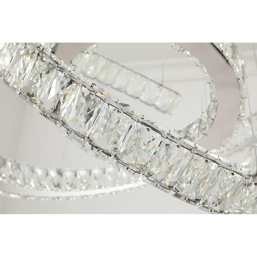 Wave Crystal Chandelier with Stainless Steel Finish - 3-Light LED