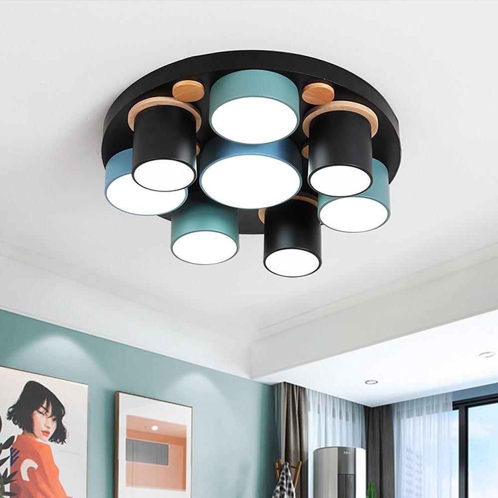Modern Cylindrical Semi Flush Mount LED Ceiling Light - Metal & PVC
