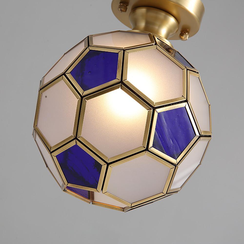 Football Flush Mount Ceiling Light Copper Glass Kids Room Lighting