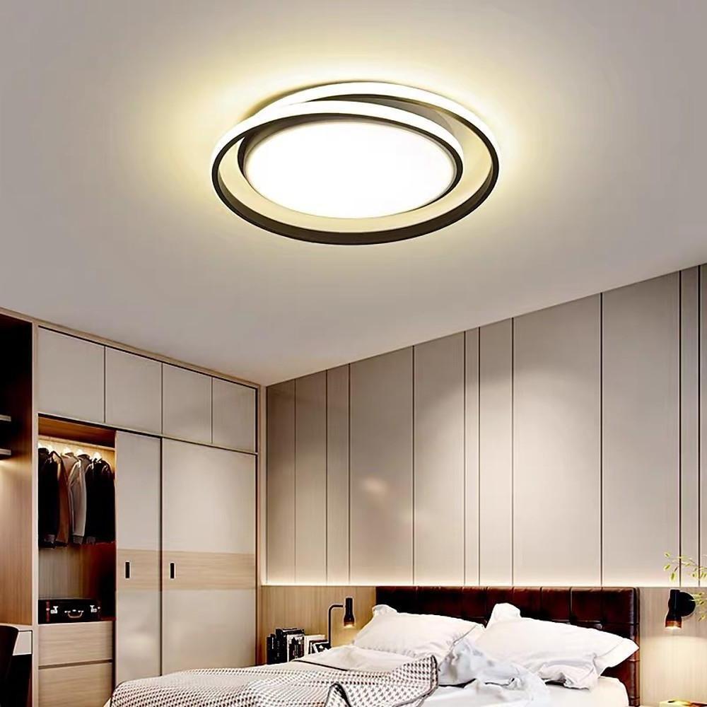 Modern Circular LED Flush Mount Ceiling Light - Black & Gold