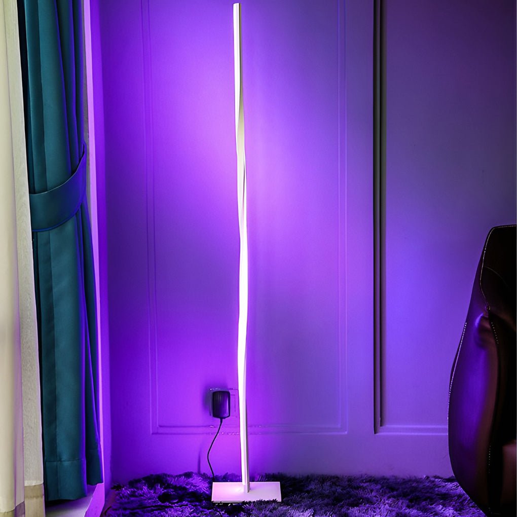 49 Inch Twisted LED Floor Lamp - Modern Aluminum with RGB Remote