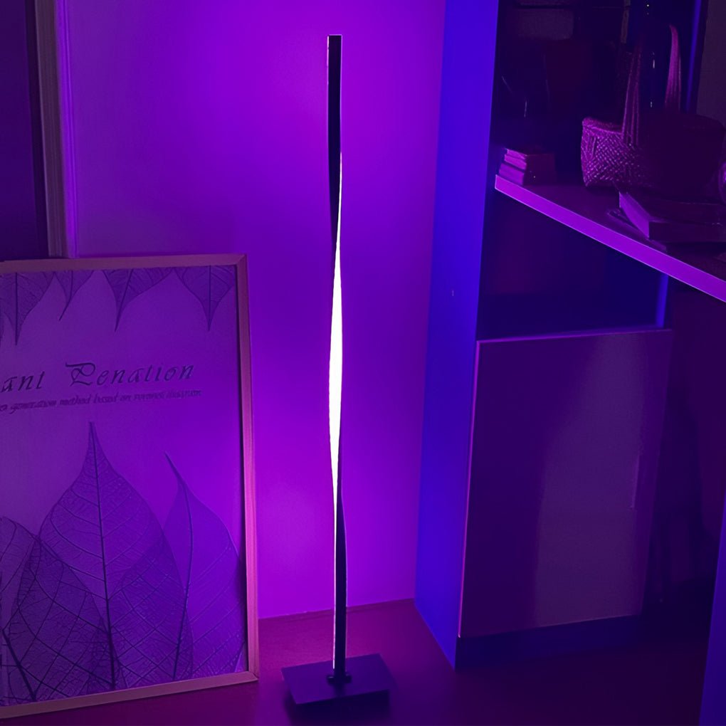 49 Inch Twisted LED Floor Lamp - Modern Aluminum with RGB Remote