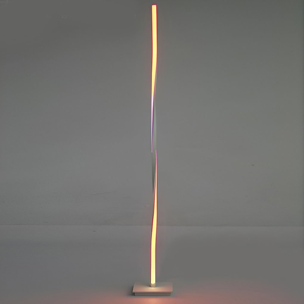 49 Inch Twisted LED Floor Lamp - Modern Aluminum with RGB Remote