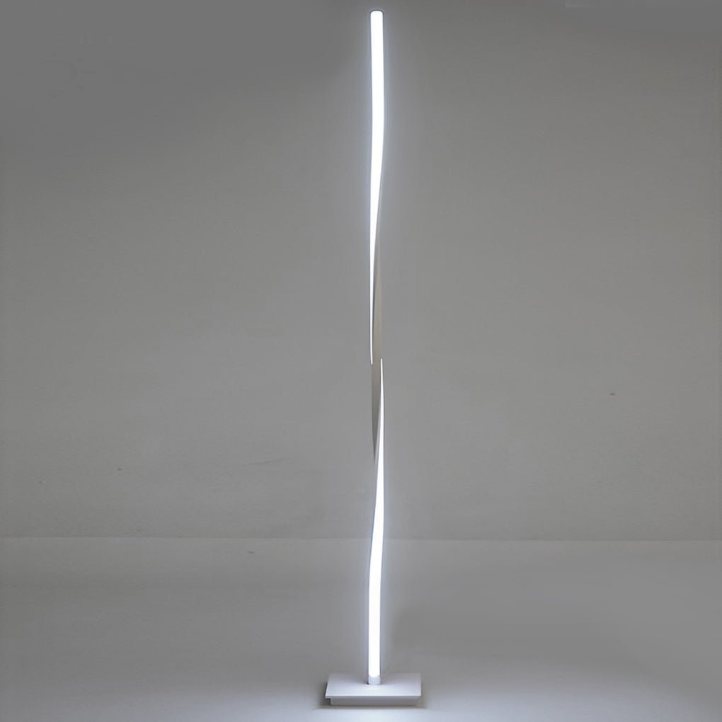 49 Inch Twisted LED Floor Lamp - Modern Aluminum with RGB Remote
