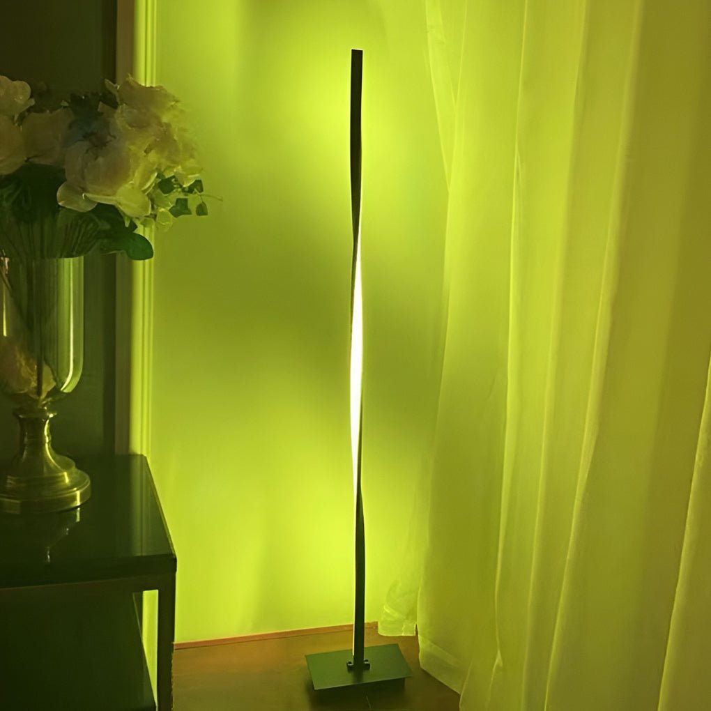 49 Inch Twisted LED Floor Lamp - Modern Aluminum with RGB Remote