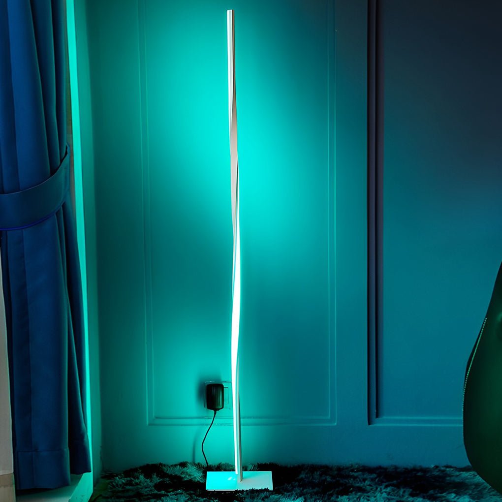 49 Inch Twisted LED Floor Lamp - Modern Aluminum with RGB Remote
