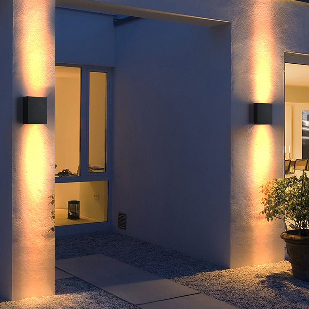 Modern LED Up Down Outdoor Wall Light | Aluminum & Glass