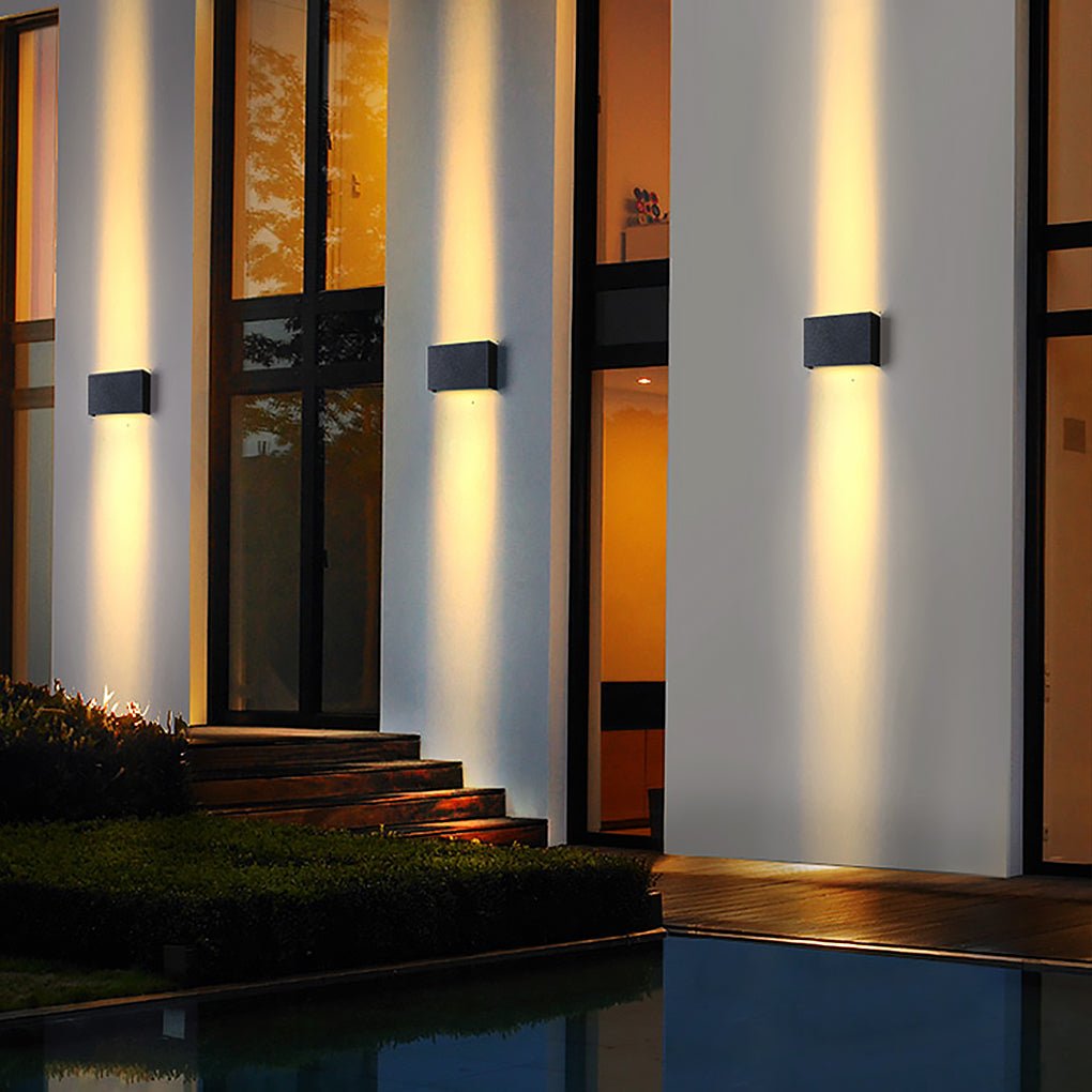Modern LED Up Down Outdoor Wall Light | Aluminum & Glass