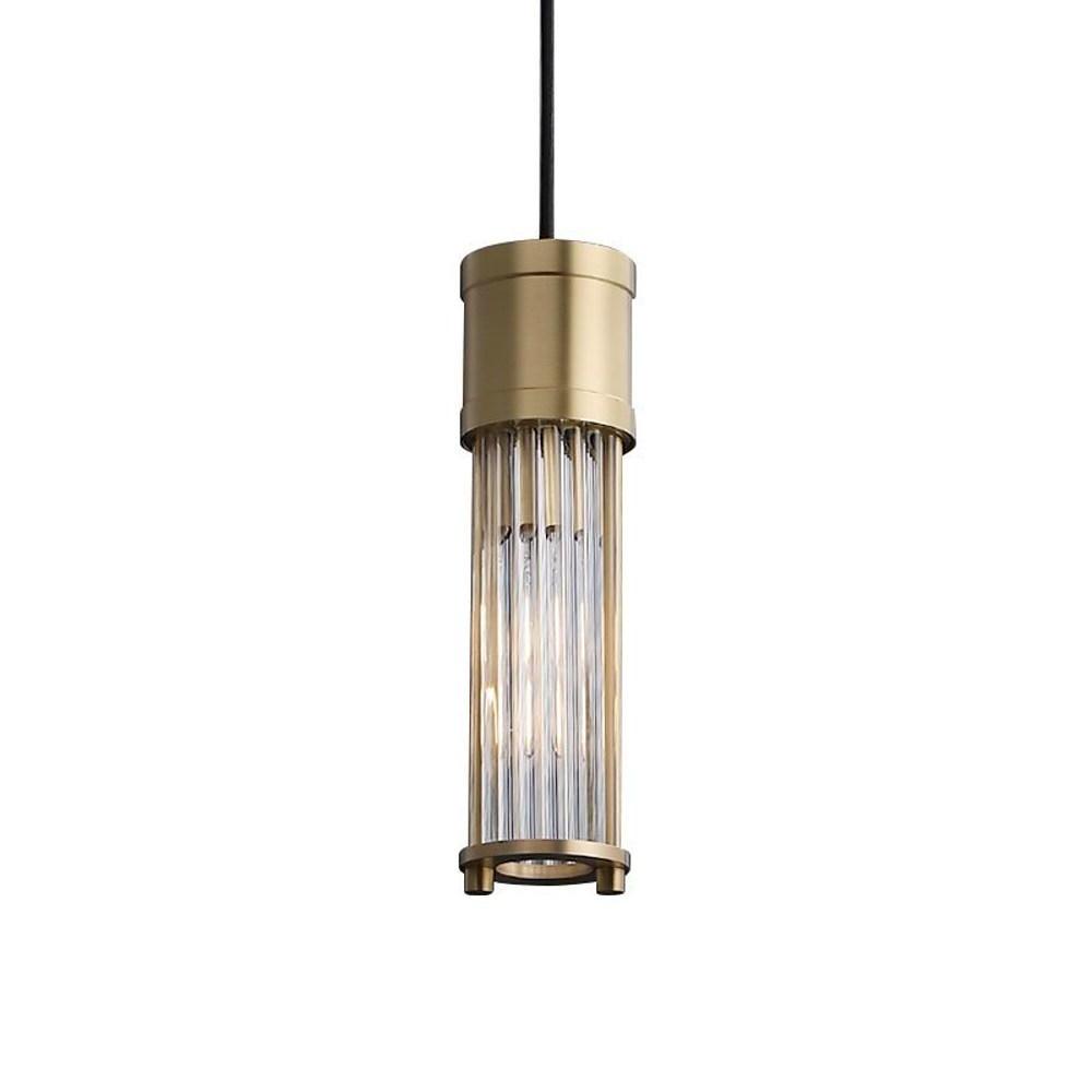 Crystal Cylinder Pendant Light LED Modern Brass Copper Hanging Lamp