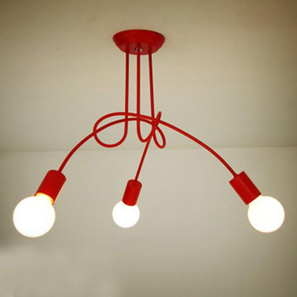 Modern Twisted Stem Chandelier - Painted Metal Candle Style Light