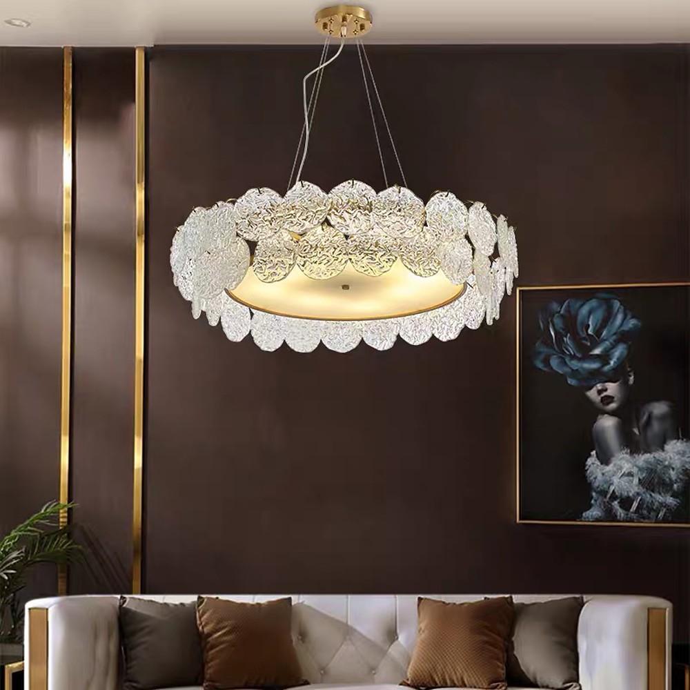 Modern Glass Shell Chandelier with LED Lighting for Dining Room