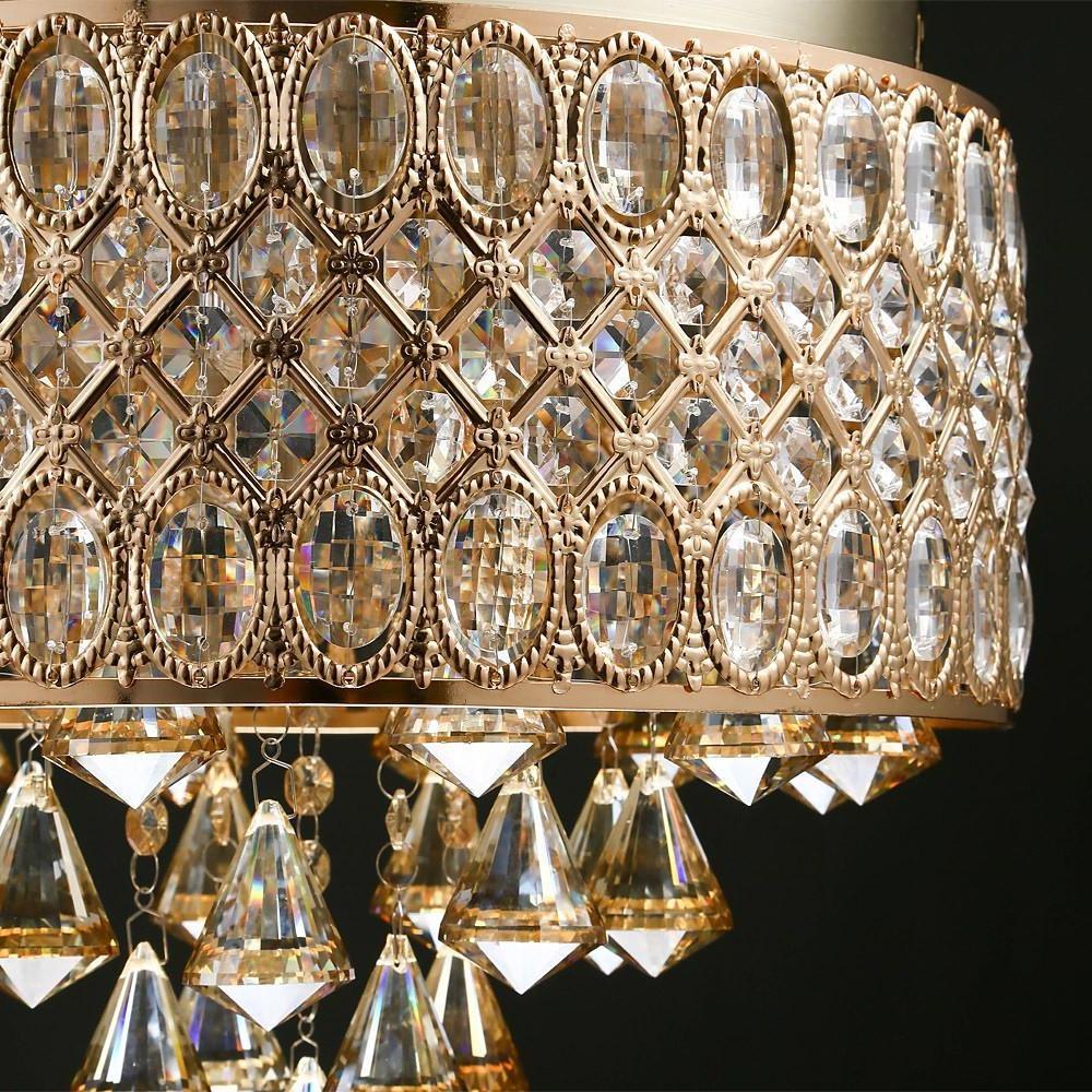 4-Light Crystal Drum Flush Mount Ceiling Chandelier