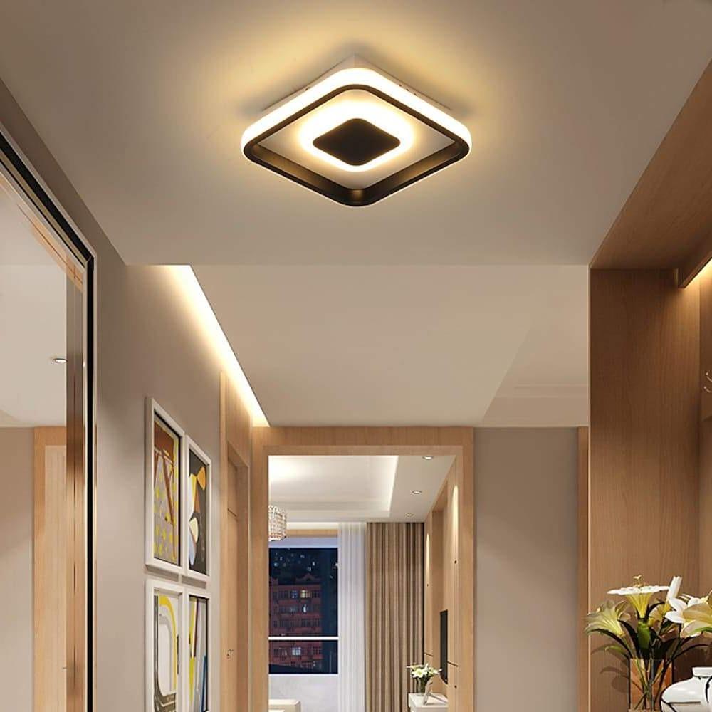 Dual Square LED Black Flush Mount Ceiling Light Modern Minimal
