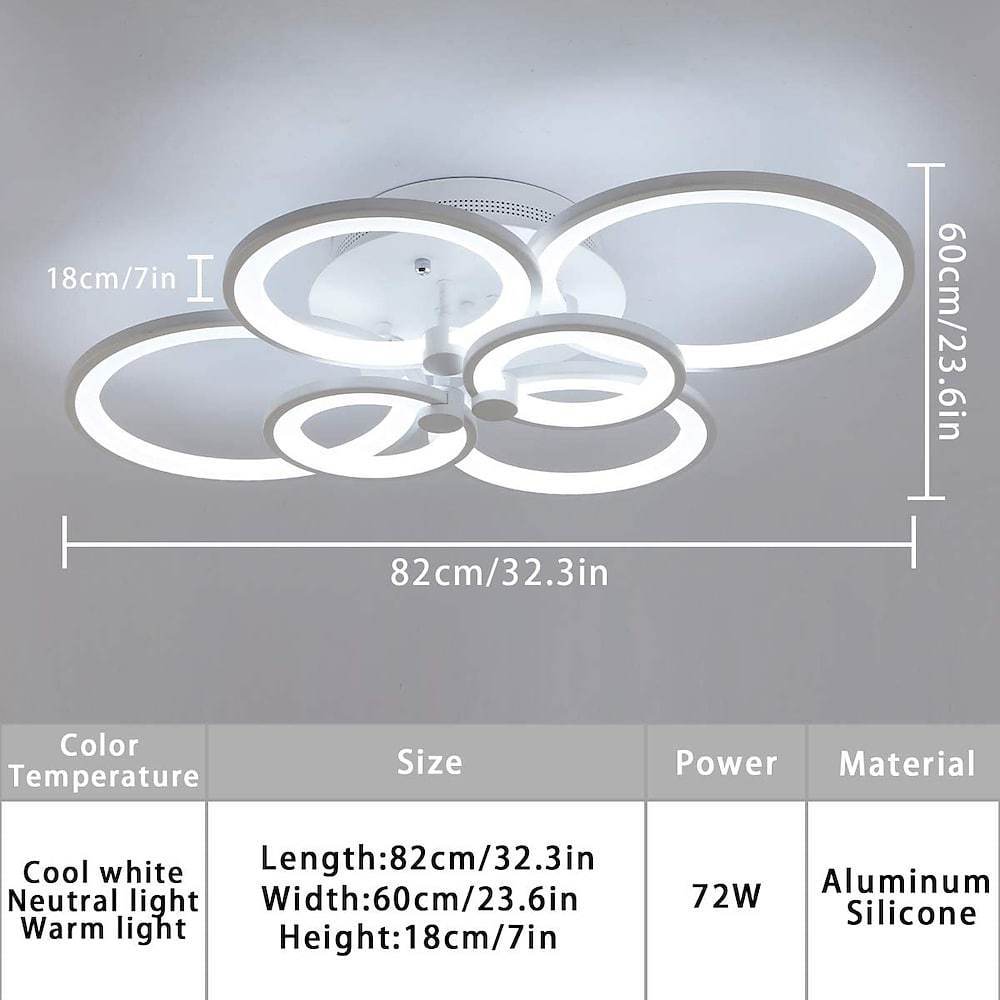 Modern Semi Flush Mount Light with Overlapping Rings - LED Ceiling