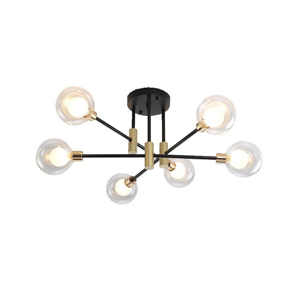 Modern Sputnik Flush Mount Ceiling Light with Metal & Glass Shade