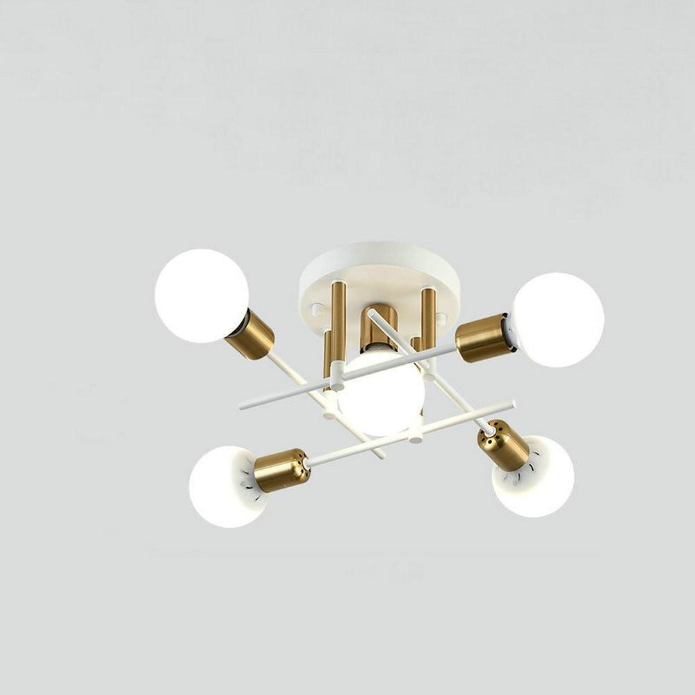 Geometric Metal Semi-Flush Ceiling Light with Glass Shade