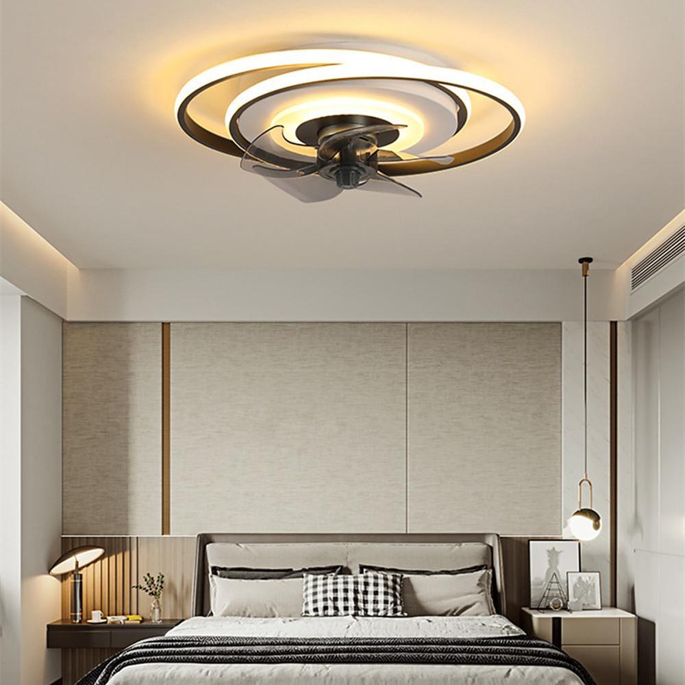 Modern Geometric Ceiling Fan with LED Light – Metal & Plastic