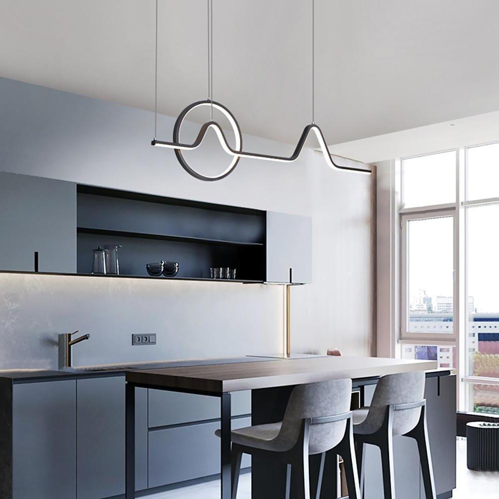 Modern Circular Linear Dimmable LED Chandelier – Aluminum Finish