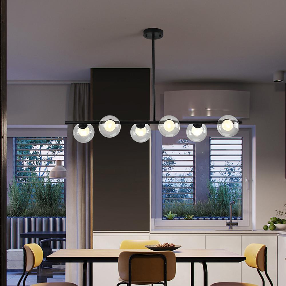 Modern Nordic Sphere Chandelier 6-Light Glass Metal Ceiling Light
