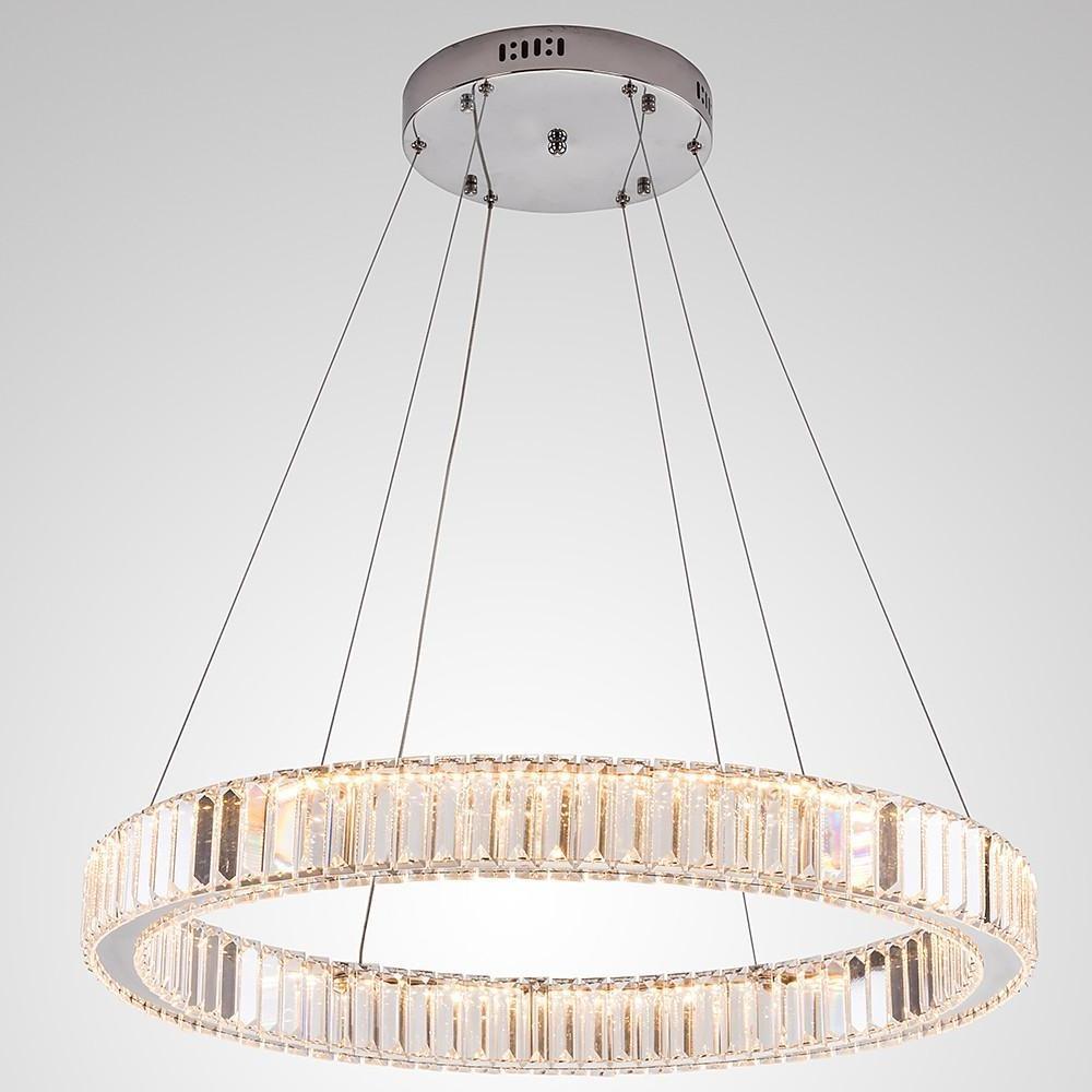 32" Crystal Ring Chandelier with Integrated LED in Gold Finish
